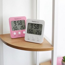 어린이집 호텔 BIG LCD 온습도 알람 캘린더 탁상시계, 화이트