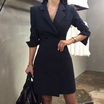 봄 가을스트라이프 더블버튼 자켓 정장 하객 원피스