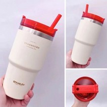 스타벅스 텀블러 2023 남녀 커플 스텐 스크럽 여신 커피잔 컵 반수 선물세트, 화이트+레드