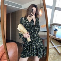 하객원피스 플라워 긴팔 여성복 봄옷 쉬폰원피스