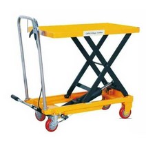 수동 유압 리프트 카트 운반기 스태커 손수레 끌차, 노란색 카트형모델 내하중 500kg