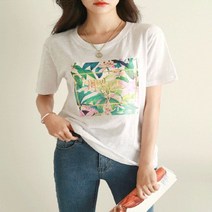 그녀희제 오닌 뉴욕 꽃 프린팅 티셔츠