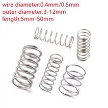 인장스프링 스텐인장스프링 금형 20pcs SS304 스테인레스 스틸 압축 스프링 두께 0.4mm 0.5m 미니 가정용 유지 보수 도구 하드웨어 액세서리, 7mm, 45mm