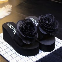 ZZJJC 샌들녀외에 굽높이 일자창 웨지힐 통굽 비치슈즈녀