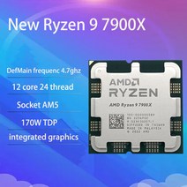 AMD Ryzen 9 7900X R9 4.7 GHz 12 코어 24 스레드 CPU 프로세서 5NM L3 = 64M 100-000000589 소켓 AM5 신, 한개옵션0