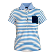 fidra 여성용 스카이블루 스트라이프 골프티셔츠, 스카이블루스트라이프