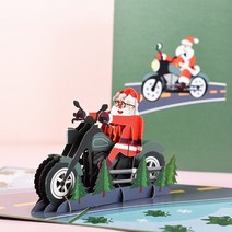 품질의 3D 크리스마스 인사말 카드 크리에이티브 팝업 손으로 만든 화려한 추수 감사절 새해, 13 Santa motorcycle