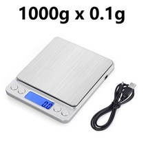 계량 저울 정밀미니 디지털 스케일 3000g 3 kg/2 kg/1 kg 0.1g 정확도 백라이트 전기 포켓 무게 주방 음식, 01 Silver-1000g