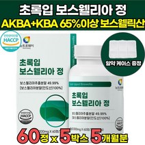 식약처 식약청 해썹 HACCP 인정 고함량 인도산 초록입 보스웰리아 보스웰릭산 65 % 가루 원료 보스웰니아 보스헬리아 보스웰리스 보스월리아 정 가루 캡슐 오일 물 추천, 60정 X 5박스 (5개월분)