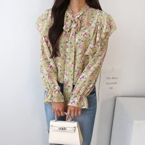 [천삼백케이] [오슈] 봄 여름 데일리 플라워 코디 편한 캐주얼 블라우스