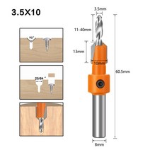 8/10mm 생크 HSS 목공 카운터 싱크 라우터 비트 세트 나사 추출기 렌치 Remon 철거 목재 밀링 커터 1 개, [09] 3.5mmX10mm
