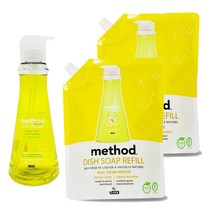 엘지생활건강 메소드 주방세제 용기 532ml 1개 + 리필 1L 2개 (레몬민트), 1set
