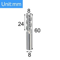 Vsharp-3 플루트 CNC 엔드밀 알루미늄 HRC45 텅스텐 스틸 밀링 커터 구리 아크릴용 솔리드 카바이드 공구, 13 8.0x24x8Dx60L