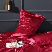 J 럭셔리 100 새틴 실키 다크 골드 베개 커버 도매 솔리드 컬러 건강한 표준 커버 뷰티, Wine Red