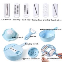 다기능 야채 커터 감자 슬라이서 요리 도구 12 1 Grater Gadgets 그라인딩 가정용 주방 액세서리, blue