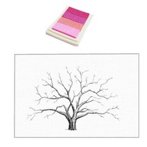 THE VEDO SHOP 지문 트리 크리 에이 티브 diy 게스트 서명 로그인 책 캔버스 인쇄 잉크 패드가있는 웨딩 베이비 샤워 파티를위한, 캔버스 및 잉크 패드, 핑크
