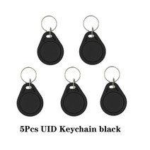 카드키복사 RFID 액세스 제어 배지 NFC 스마트 칩 0 블록 재기록 가능 키 Fob 1356MHZ 1K 태그 피스, 02 5PCS-UIDK-Black