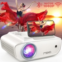 미국발송 MOOKA Wi-Fi 및 블루투스 기능이 있는 기본 1080P 프로젝터 실외용 Hi-Fi 스피커 줌 수면 타이머 가방 휴대폰/TV 스틱/랩용 300인치 스크린