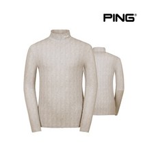 핑 남성 패턴 하이넥 긴팔 이너티셔츠 P112A1TI909_BG
