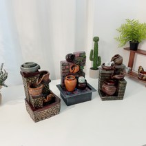 실내분수 소형 인공폭포 분수대 무드등 자연 가습기 정원 가든 인테리어 소품 디자인 상품, 물항아리