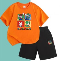 어린이 순면 반팔 반바지 세트 캐릭터 Super Mario 트레이닝 투 피스