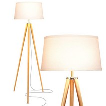 Brightech Emma LED Floor Lamp Tall Lamp with Wood Legs Mid-Century Modern Standing for Bedroom Rea