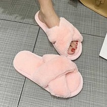 스타일 여성 겨울 슬리퍼 밍크털 실내화 사무실