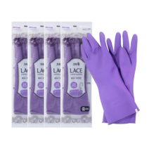 크린랲 레이스 바이올렛 고무장갑 4켤레, 바이올렛 중 4켤레, 중(M)