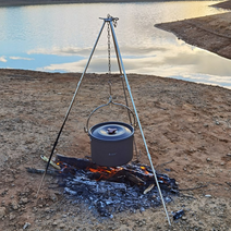 캠핑용 삼각대 냄비걸이 모닥불 길이조절 스탠드, 모닥불삼각대 실버