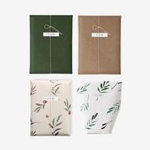 선물 각대봉투 그린/크라프트/플라워/잎새 (10매) 답례품 기프트 서류 우편 디자인 포장지, 그린_17.5x24cm, 1묶음(10매)