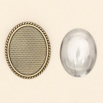 DIY [반제품] 타원형 앤티크 브로치_앤틱골드