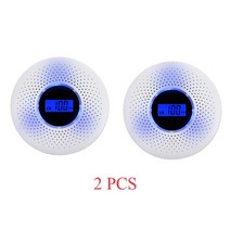 화재 감지기 가스 차단기 경보기 연기 앰프 일산화탄소 센서 2 in 1 lcd 디스플레이 배터리 작동 공동 연기 경보 led 조명 깜박임 소리 경고, 2개