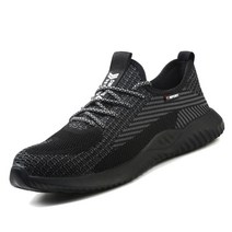 여름 남성 작업 신발 메쉬 안전 스틸토 캡 가벼운 직장 캐주얼 스포츠, 07 Black shoe_05 39