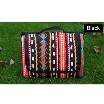 캠핑용 온수 매트 방수 휴대용 캠핑 레트로 인쇄 야외 피크닉 비치 담요 멀티 플레이어, 검은색, 200x200cm