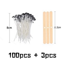 캔들심지 양초 나무 세트 100 + 3 개/대 원래 면화 캔들 위크 무연 꼰 코튼 윅 나무 고정 브래킷 DIY 촛불, 03 8