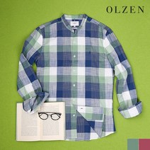 올젠 슬럽 빅 깅엄체크 밴드카라 셔츠 (ZOA2WC1306)