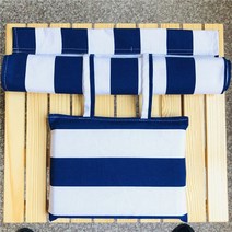 수영장카바나 라탄체어 야외 쿠션 썬베드 접이식 데크 의자 시트 커버 방수 비치 체어 캔버스 교체, Blue with pillow