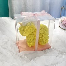 발렌타인 화이트 데이 졸업 선물 곰인형 꽃 다발 남자 여차 DIY 맞춤형 발렌타인 데이 선물 로즈 유니콘 Pe, 04 Yellow_02 PVC Box