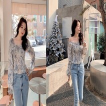 오프 숄더 넥 스모크 블라우스 프릴 소매 어깨 밴딩 슬림 숏 핏 러블리 룩 하객 심플 예쁜 캐주얼 심플 데일리 브라우스 상의 여성 여자 셔츠 가을 여름 봄 긴팔 편한 베이직한