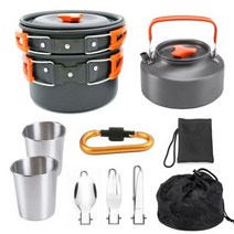 초경량 알루미늄 캠핑 조리기구 야외 요리 주전자 피크닉 식기 프라이팬 세트당 3개, A Orange