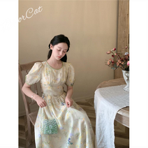 프렌치 원피스 빈티지 유화 리넨 원피스