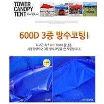 유니크앤몰 런웨이브 3mX2m 벨크로(찍찍이) 천막 지붕 옥스포드 600D 3중 방수코팅 방수원단, 1개, 벨크로 3X2천막지붕만/블루