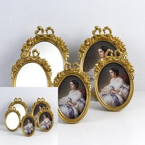 TYDL 타원 리본 액자 거울 골드, 5x7(액자)