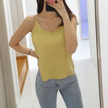 [끈길이조절가능] 브이넥 뷔스티에 탑 새틴 실크 끈나시