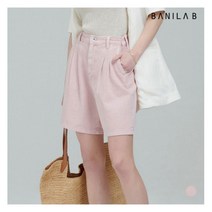 [바닐라비] 여성 핑크 투턱 와이드 쇼츠 팬츠