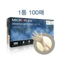안셀 마이크로플렉스 다이아몬드그립 플러스 63-754 라텍스 장갑 (아이보리/M 100매입/1팩)