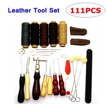 가죽공예포니 그리프 핸드프레스 치즐 세트 공구 DIY 공예 가죽 트리밍 나이프 조각 도구 절 칼 얇은 셔블, 03 leather tool 111pcs