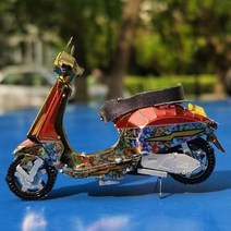 3D 나무 원목 우드 퍼즐 2019 새로운 DIY 자동차 금속 모델 DMC12 장난감 어린이 선물, 없음, Vespa 150-색상