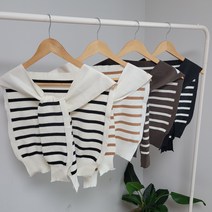 [탐이탐이]숄 가디건 (4컬러) 니트 스트라이프 단가라 어깨 레이어드 니트숄