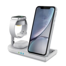 3in1 무선충전기 멀티 올인원 삼성 갤럭시 Z플립 갤럭시 워치5 버즈 아이폰 애플워치 스마트폰 미니스탠드 접이식 무드등, 갤럭시화이트f